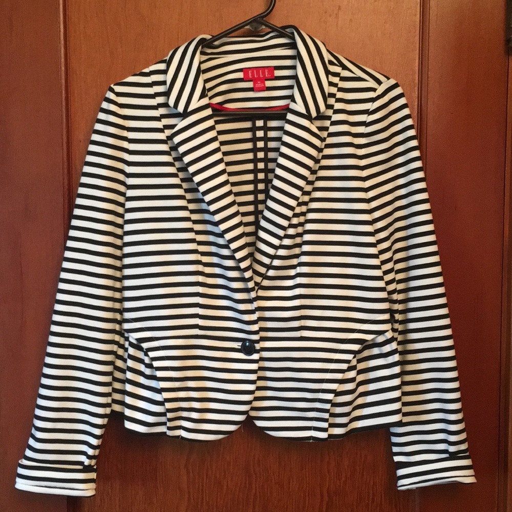 Elle - cropped peplum stripe blazer, M